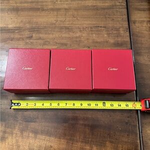 Empty Cartier Luxurious Red Jewelry Storage Boxes - Set of 3
